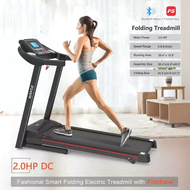 Foldable Home Treadmill with Manual Incline, 5 Display and 250 LB Capacity