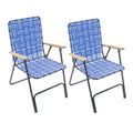 Garden Elements Grey Steel Frame Folding Grey Outdoor Patio/Camping Chair with Blue Woven Fabric and Arm Rests (Pack of 2)
