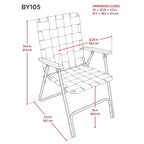 Garden Elements Grey Steel Frame Folding Grey Outdoor Patio/Camping Chair with Blue Woven Fabric and Arm Rests (Pack of 2)
