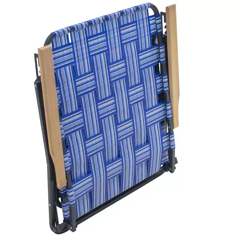 Garden Elements Grey Steel Frame Folding Grey Outdoor Patio/Camping Chair with Blue Woven Fabric and Arm Rests (Pack of 2)