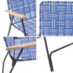 Garden Elements Grey Steel Frame Folding Grey Outdoor Patio/Camping Chair with Blue Woven Fabric and Arm Rests (Pack of 2)