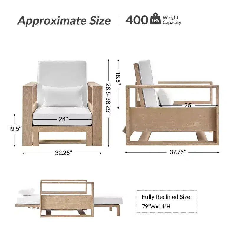 Amilcare Chaise Lounge with Adjustable Backrest|HULALA HOME