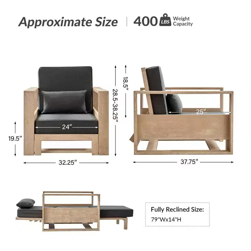 Amilcare Chaise Lounge with Adjustable Backrest|HULALA HOME