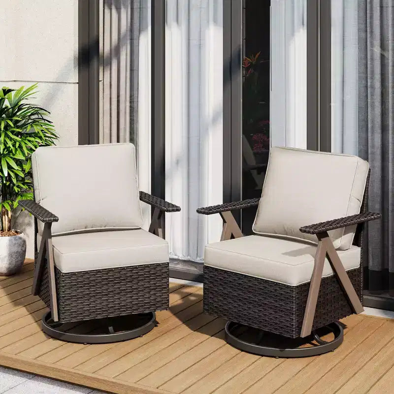 UPTIOT Polyethylene (PE) Wicker Outdoor Patio Sofa with Cushions