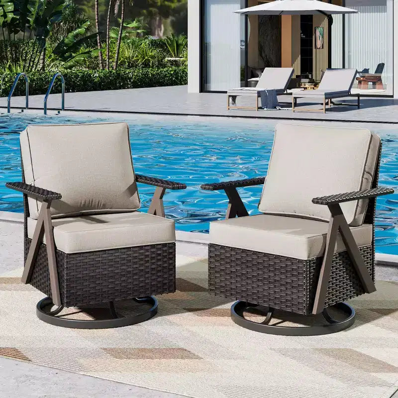 UPTIOT Polyethylene (PE) Wicker Outdoor Patio Sofa with Cushions