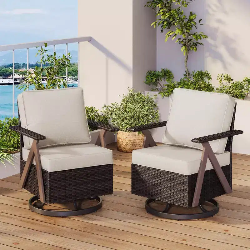 UPTIOT Polyethylene (PE) Wicker Outdoor Patio Sofa with Cushions