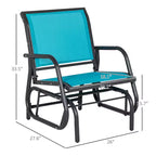 2 Pieces Outdoor Glider Chair, Steel Swing Chai with Curved Armrests for Porch, Garden, Poolside, Balcony