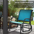 2 Pieces Outdoor Glider Chair, Steel Swing Chai with Curved Armrests for Porch, Garden, Poolside, Balcony
