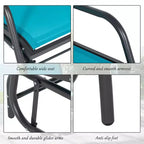 2 Pieces Outdoor Glider Chair, Steel Swing Chai with Curved Armrests for Porch, Garden, Poolside, Balcony