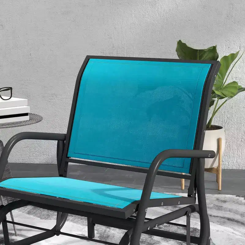 2 Pieces Outdoor Glider Chair, Steel Swing Chai with Curved Armrests for Porch, Garden, Poolside, Balcony