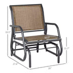 2 Pieces Outdoor Glider Chair, Steel Swing Chai with Curved Armrests for Porch, Garden, Poolside, Balcony