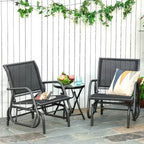 2 Pieces Outdoor Glider Chair, Steel Swing Chai with Curved Armrests for Porch, Garden, Poolside, Balcony