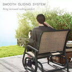 2 Pieces Outdoor Glider Chair, Steel Swing Chai with Curved Armrests for Porch, Garden, Poolside, Balcony
