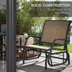 2 Pieces Outdoor Glider Chair, Steel Swing Chai with Curved Armrests for Porch, Garden, Poolside, Balcony