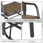 2 Pieces Outdoor Glider Chair, Steel Swing Chai with Curved Armrests for Porch, Garden, Poolside, Balcony