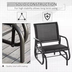2 Pieces Outdoor Glider Chair, Steel Swing Chai with Curved Armrests for Porch, Garden, Poolside, Balcony