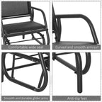2 Pieces Outdoor Glider Chair, Steel Swing Chai with Curved Armrests for Porch, Garden, Poolside, Balcony