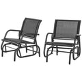 2 Pieces Outdoor Glider Chair, Steel Swing Chai with Curved Armrests for Porch, Garden, Poolside, Balcony