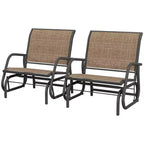 2 Pieces Outdoor Glider Chair, Steel Swing Chai with Curved Armrests for Porch, Garden, Poolside, Balcony