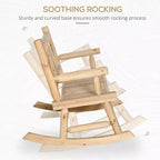 2-Person Wood Rocking Chair with Log Design, Heavy Duty Loveseat with Wide Curved Seats for Patio, Garden