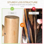 2-Person Wood Rocking Chair with Log Design, Heavy Duty Loveseat with Wide Curved Seats for Patio, Garden