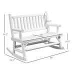 2-Person Wood Rocking Chair with Log Design, Heavy Duty Loveseat with Wide Curved Seats for Patio, Garden