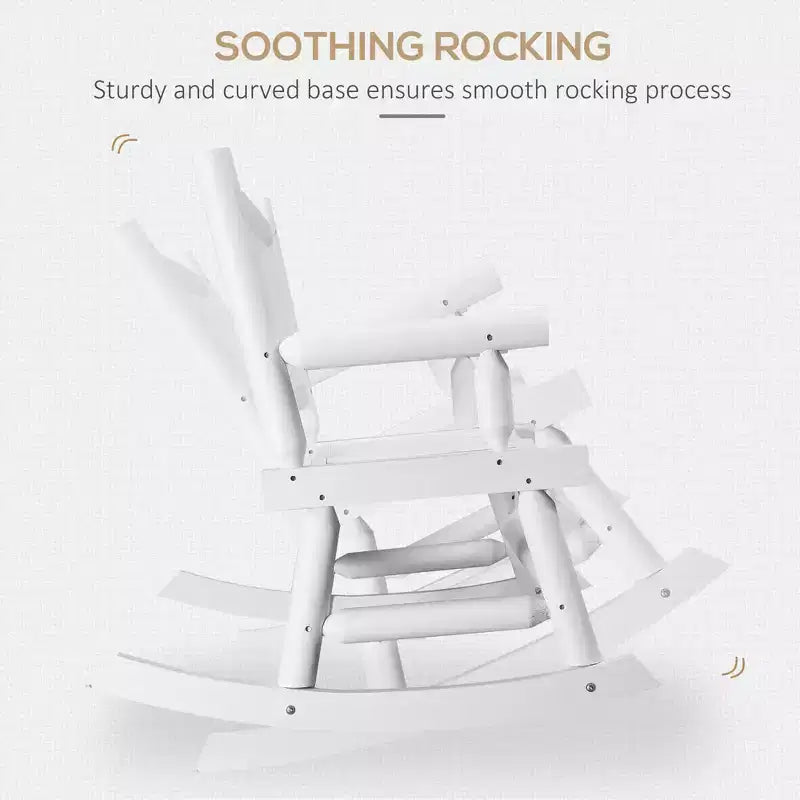 2-Person Wood Rocking Chair with Log Design, Heavy Duty Loveseat with Wide Curved Seats for Patio, Garden