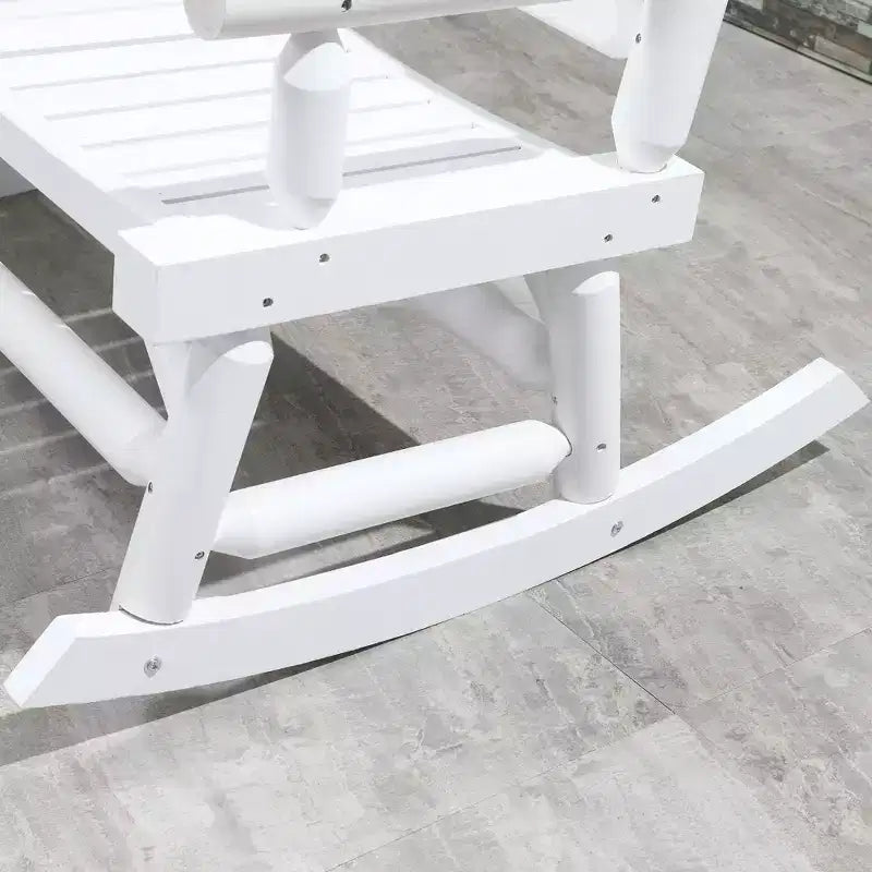 2-Person Wood Rocking Chair with Log Design, Heavy Duty Loveseat with Wide Curved Seats for Patio, Garden