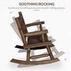 2-Person Wood Rocking Chair with Log Design, Heavy Duty Loveseat with Wide Curved Seats for Patio, Garden