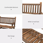 2-Person Wood Rocking Chair with Log Design, Heavy Duty Loveseat with Wide Curved Seats for Patio, Garden