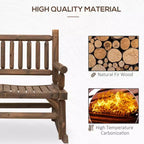 2-Person Wood Rocking Chair with Log Design, Heavy Duty Loveseat with Wide Curved Seats for Patio, Garden