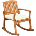 Outdoor Rocking Chair with Cushion, Acacia Wood Patio Rocker for Backyard, Patio, Home