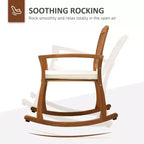Outdoor Rocking Chair with Cushion, Acacia Wood Patio Rocker for Backyard, Patio, Home