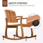 Outdoor Rocking Chair with Cushion, Acacia Wood Patio Rocker for Backyard, Patio, Home