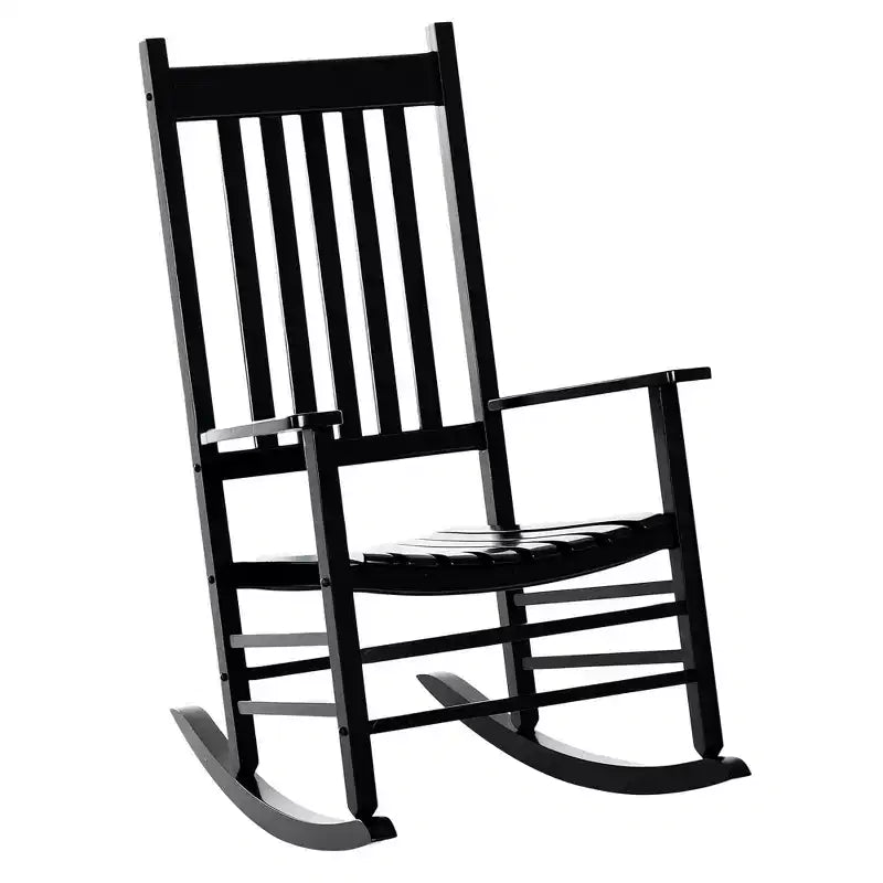 Outdoor Rocking Chair, Patio Rocking Chair with Smooth Curves, High Density Wooden Rockers for Lawn Garden Porch, Supports Up to 350lbs