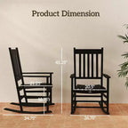 Outdoor Rocking Chair, Patio Rocking Chair with Smooth Curves, High Density Wooden Rockers for Lawn Garden Porch, Supports Up to 350lbs