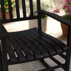Outdoor Rocking Chair, Patio Rocking Chair with Smooth Curves, High Density Wooden Rockers for Lawn Garden Porch, Supports Up to 350lbs