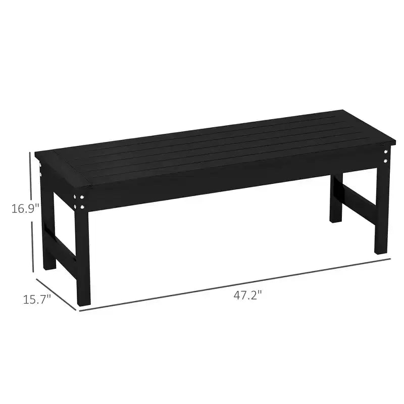 47 Outdoor Bench Seat, HDPE All-Weather Garden Bench, Backless Slatted Patio Bench for Yard, Porch, Park