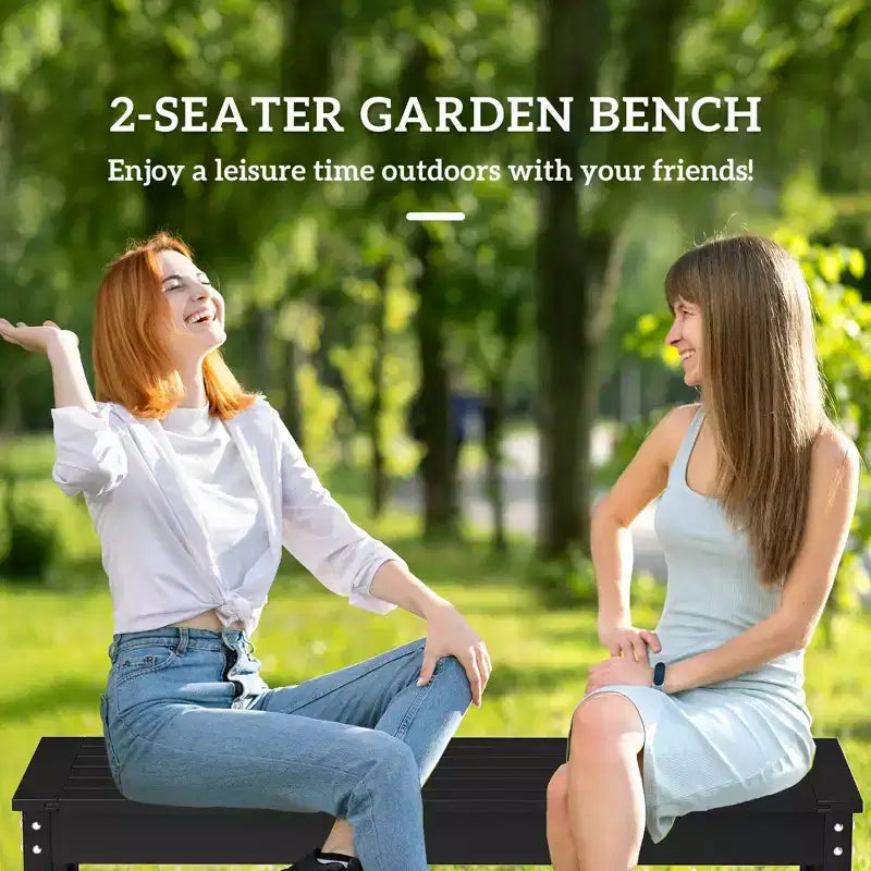 47 Outdoor Bench Seat, HDPE All-Weather Garden Bench, Backless Slatted Patio Bench for Yard, Porch, Park