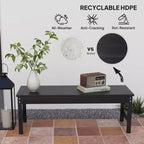47 Outdoor Bench Seat, HDPE All-Weather Garden Bench, Backless Slatted Patio Bench for Yard, Porch, Park