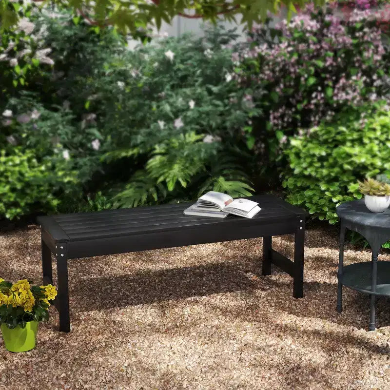 47 Outdoor Bench Seat, HDPE All-Weather Garden Bench, Backless Slatted Patio Bench for Yard, Porch, Park