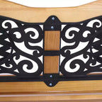 50 Outdoor Garden Bench, Park Patio Bench Loveseat & Metal Frame with Plastic Flourish Backrest