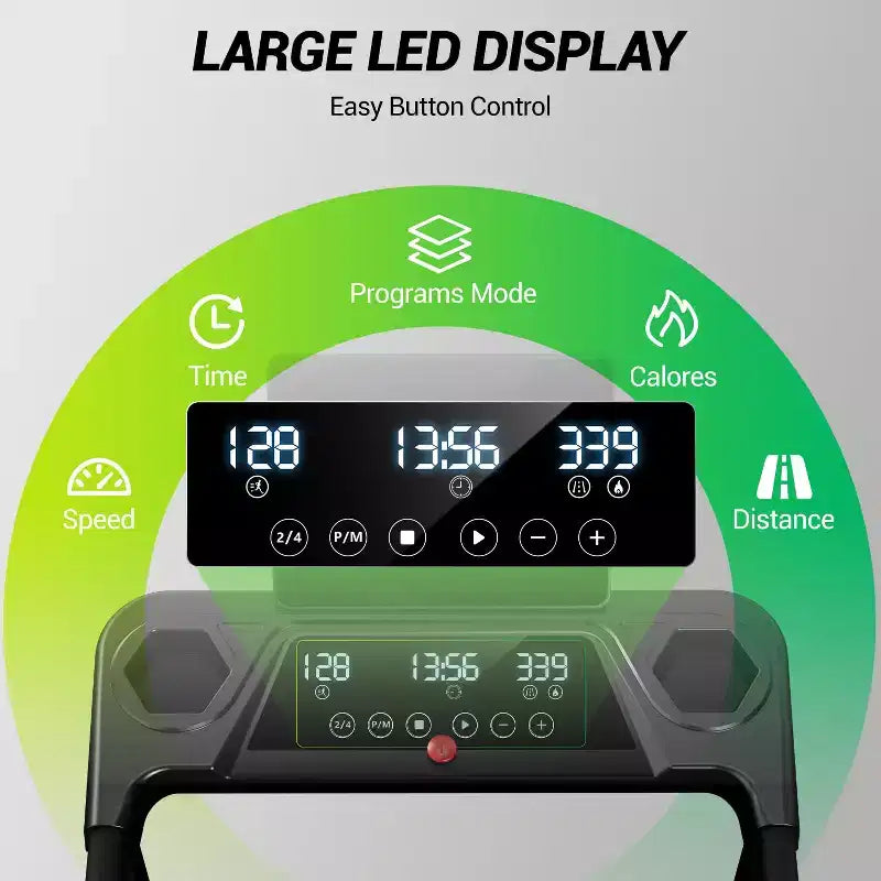 Treadmills for Home with 16% Incline & Handle Bar, 3.0HP Quiet Foldable Treadmill with Led Screen Up to Large Capacity