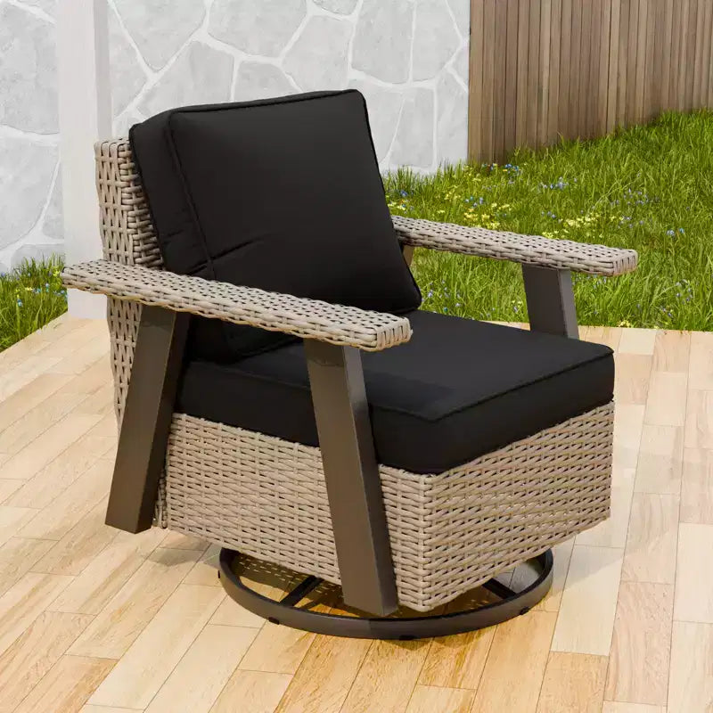 EAGLE PEAK Classic 360 Swivel Rocker Patio Chair with Thick Cushions, All-Weather Wicker Outdoor Lounge Glider