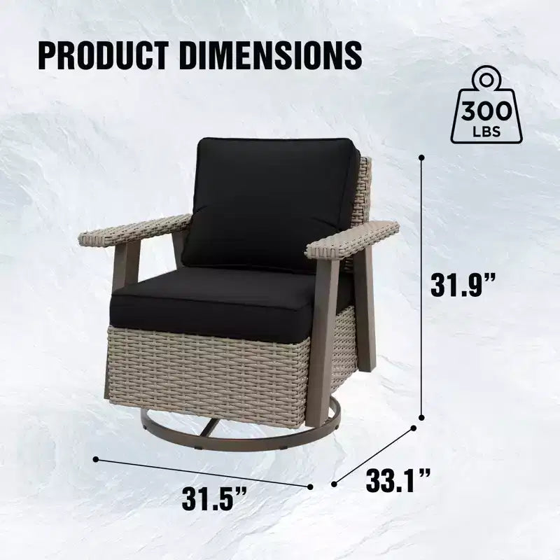 EAGLE PEAK Classic 360 Swivel Rocker Patio Chair with Thick Cushions, All-Weather Wicker Outdoor Lounge Glider