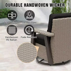 EAGLE PEAK Classic 360 Swivel Rocker Patio Chair with Thick Cushions, All-Weather Wicker Outdoor Lounge Glider