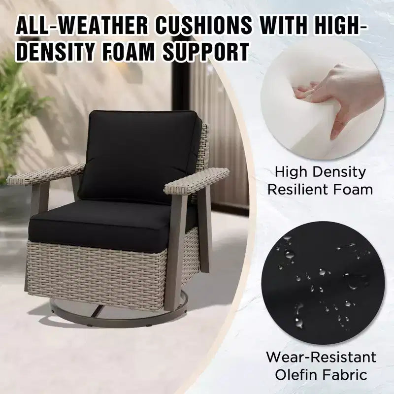 EAGLE PEAK Classic 360 Swivel Rocker Patio Chair with Thick Cushions, All-Weather Wicker Outdoor Lounge Glider