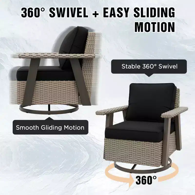 EAGLE PEAK Classic 360 Swivel Rocker Patio Chair with Thick Cushions, All-Weather Wicker Outdoor Lounge Glider