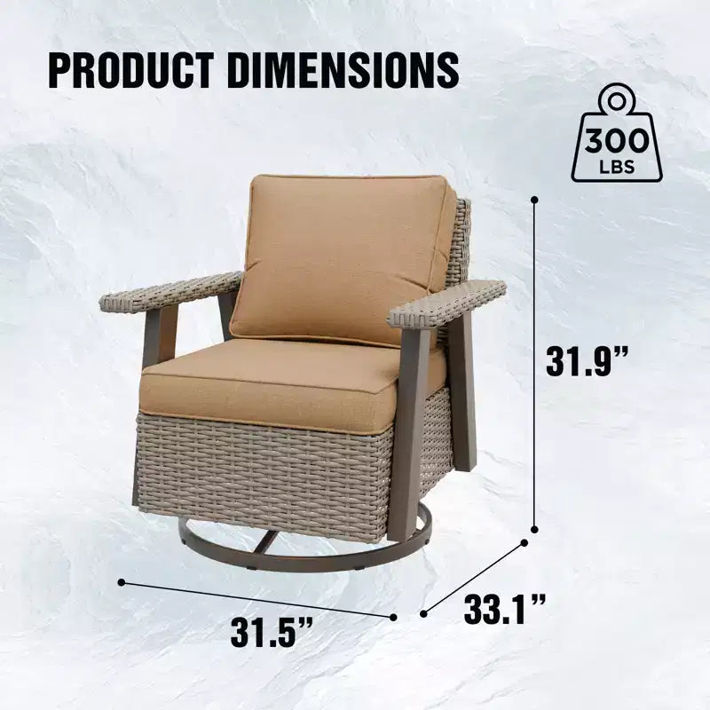 EAGLE PEAK Classic 360 Swivel Rocker Patio Chair with Thick Cushions, All-Weather Wicker Outdoor Lounge Glider