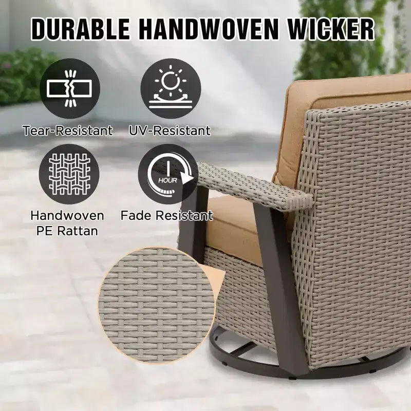 EAGLE PEAK Classic 360 Swivel Rocker Patio Chair with Thick Cushions, All-Weather Wicker Outdoor Lounge Glider